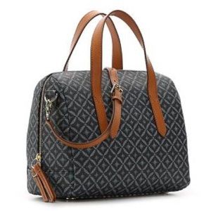 Fossil Sydney Satchel - Blue Signature Pattern