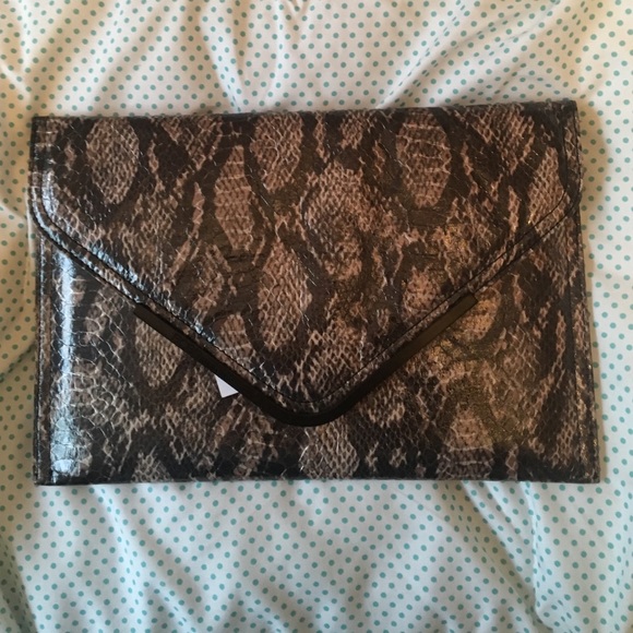 Snakeskin large clutch