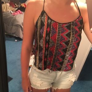 Sparkly Patterned Tank Top