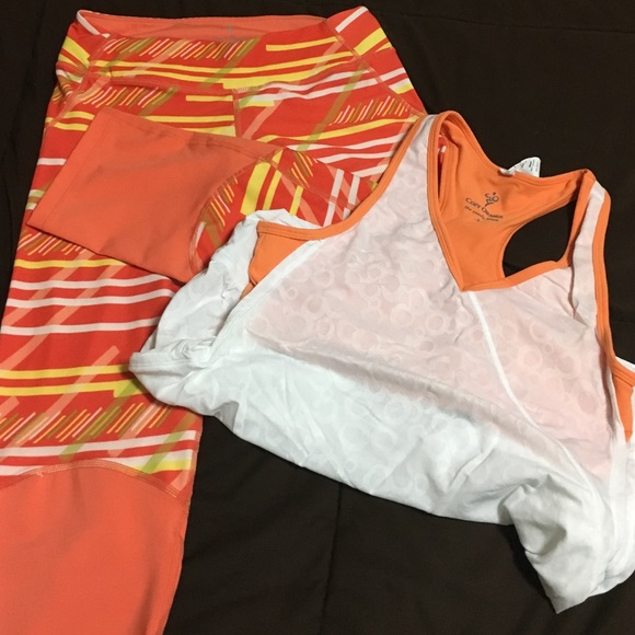 Work out capris with razor back top
