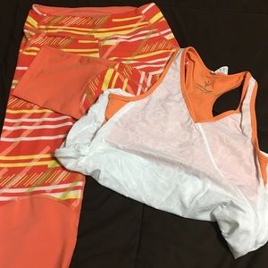 Work out capris with razor back top