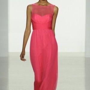 🎊HP🎊Amsale coral/pink chiffon floor length dress