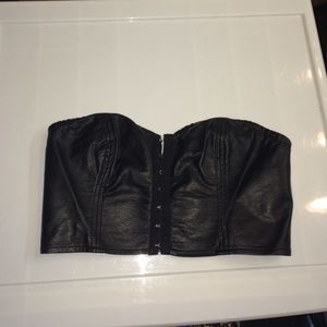 Faux leather bustier top