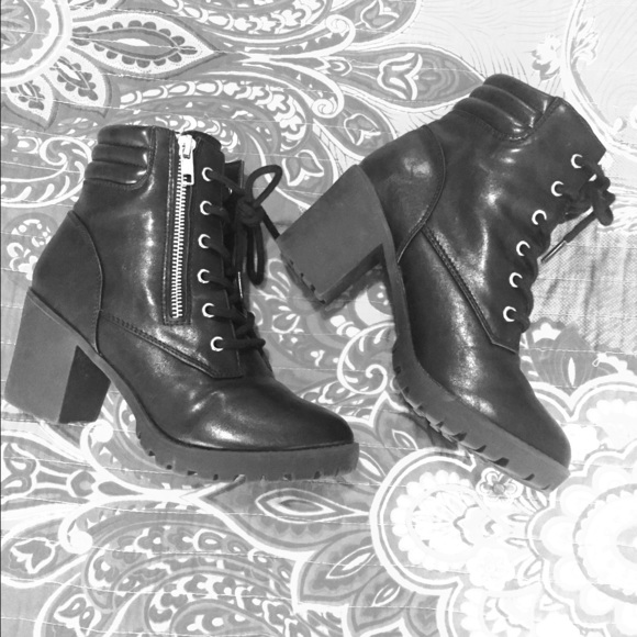 90s Chunky Heel Combat Boots