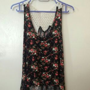 Floral crochet back Tank top