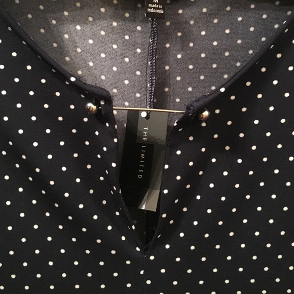 The Limited Navy Small Dot Sleeveless Blouse