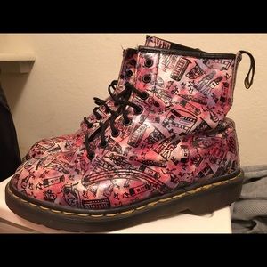Dr Martens pink & purple London boots