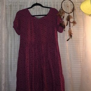 Burgundy Printed Babydoll Dress