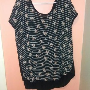 Black striped rose patterned shirt