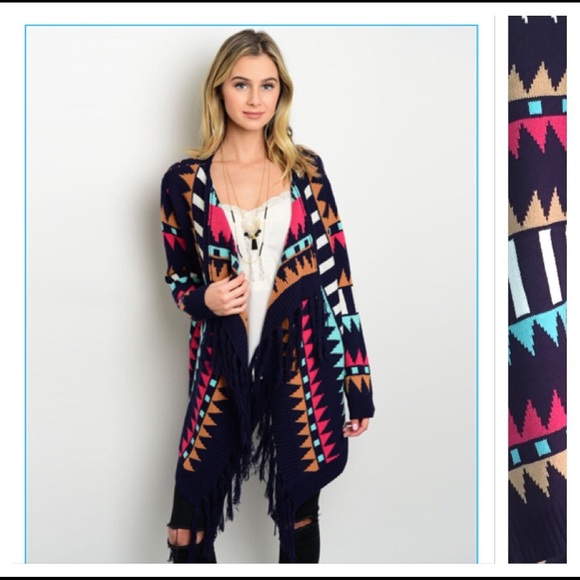 ✨1HRSALE Tribal Tassel Hi Low Cardi Kimono Sold - Picture 2 of 4