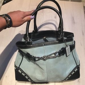 Coach Blue Suede Satchel Purse