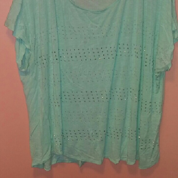 Mint teal top with gemstones