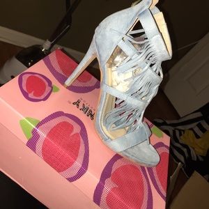 Brand new light blue fringe heels size 8.5