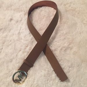 Tan Michael Kors belt with gold logo