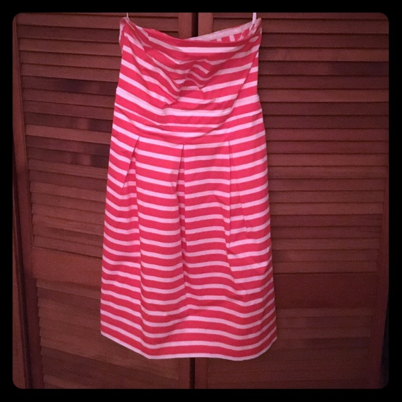Gap coral and white striped strapless dress.