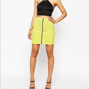 Bright Neon Like Green Zipper Mini