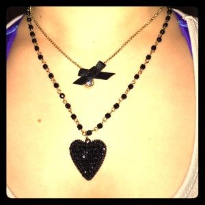 Betsy Johnson black heart necklace.