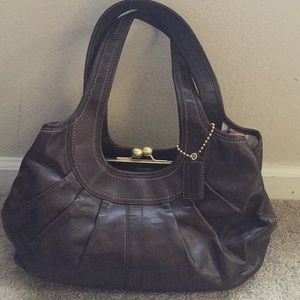 Coach large Ergo pleated leather satchel