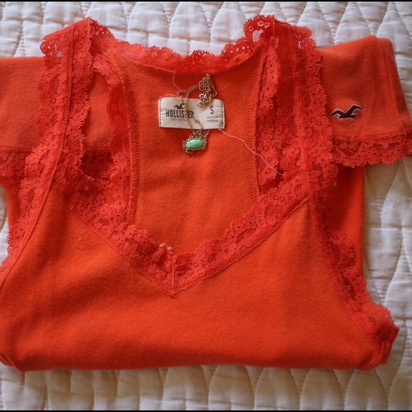 Hollister Women's Racer Back Tank Top, Lace Edges