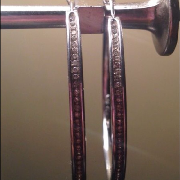 1/4 cart sterling silver diamond hoop earrings