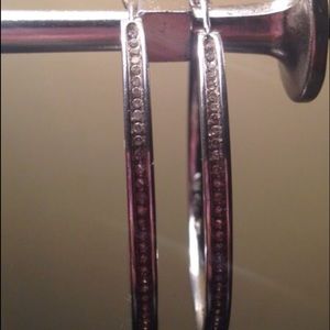 1/4 cart sterling silver diamond hoop earrings