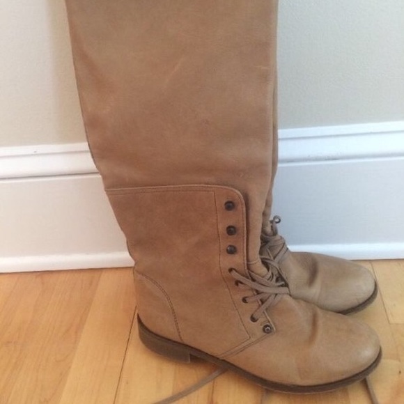 J Crew Lace Up Tan Brown Riding Boots