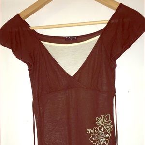 Cute soft brown top with sequin detail