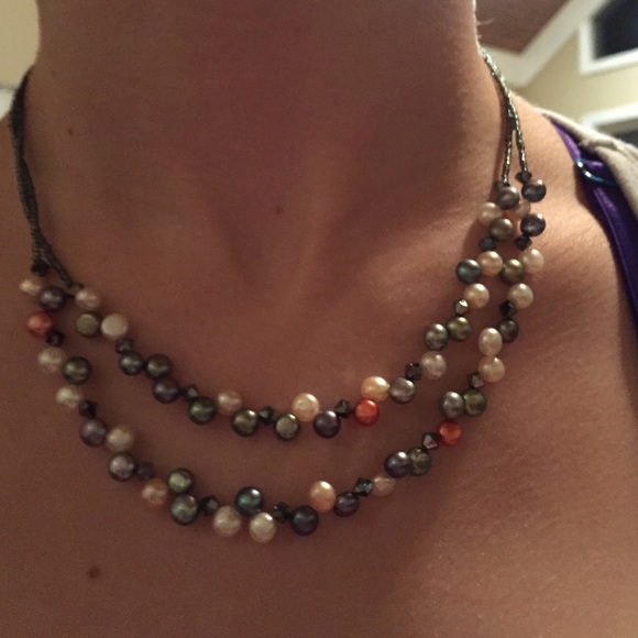 Leah Sophia multicolor multi-strand pearl necklace