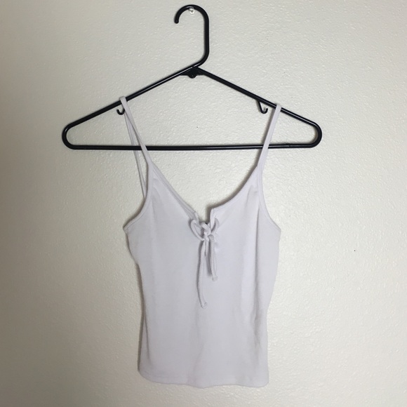 White Laceup Crop Top