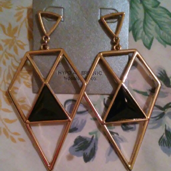 Gold and black earrings