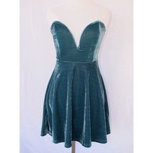 teal velour skater dress