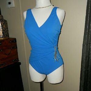 Turquoise Crossover Bathing Suit