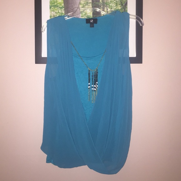 Teal chiffon blouse