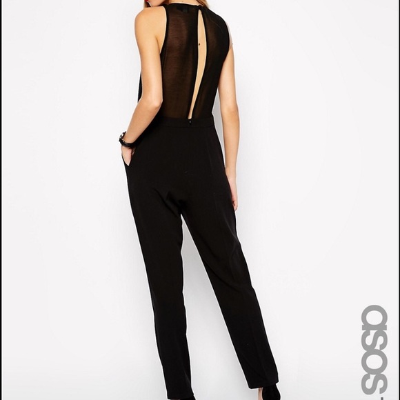 ASOS TALL black jumpsuit with sheer back!