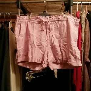 Lilac drawstring linen shorts.