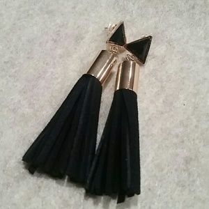Black Bold Tassel Earrings