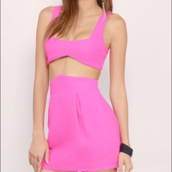 SOLD tobi hot pink two piece dress