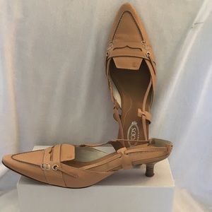 TOD'S Natural Leather Loafer Slingbacks Sz 10.5