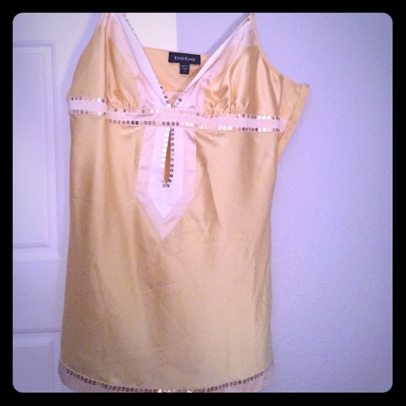 Bebe Yellow Sequin Tank