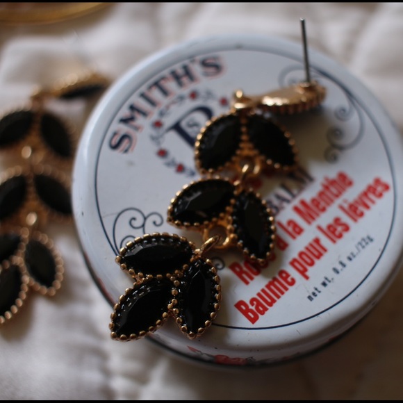 Black Leaf Drop Earrings