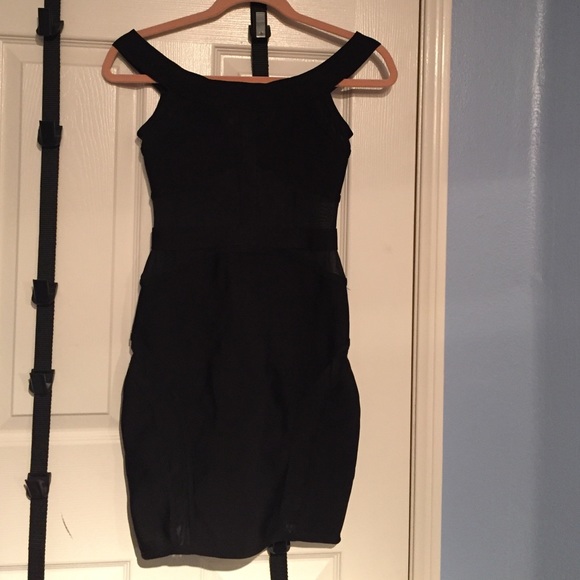 Black bandage dress with mesh cutouts
