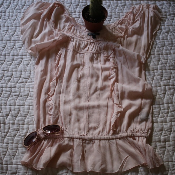 Pale Pink Express Ruffle Blouse - Picture 2 of 4