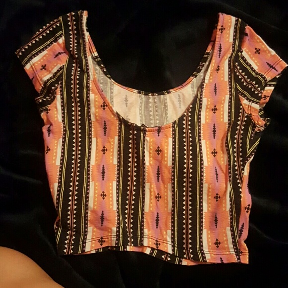 Tribal Print Charlotte Russe Crop Top - Picture 2 of 3