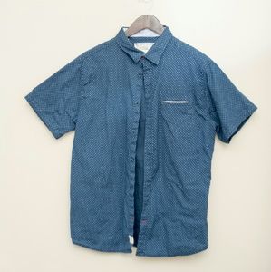 Blue polka dotted button down