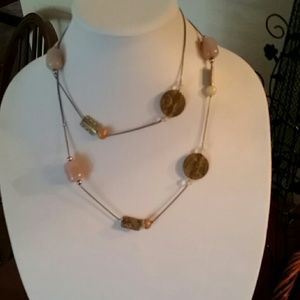 Multi Stone  and butterfly disc necklace