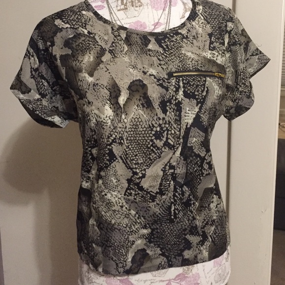 High low olive snake blouse