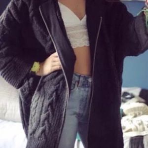 Zara Hooded Cable Knit Zip Cardigan