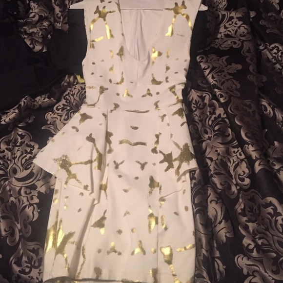 Bebe gold And white dress