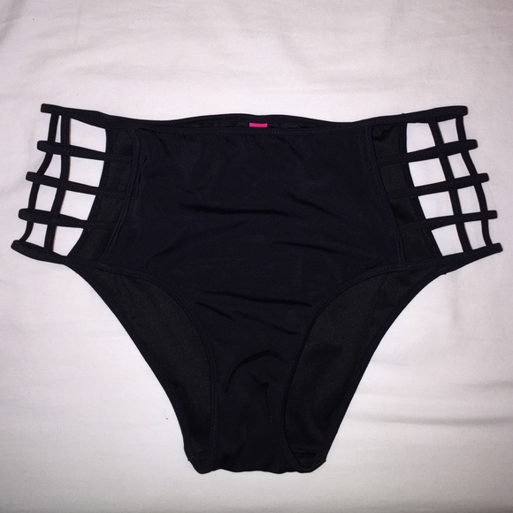 Black Victoria's Secret swim bottoms side cages