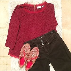 Urban Outfitters Maroon Lace Top